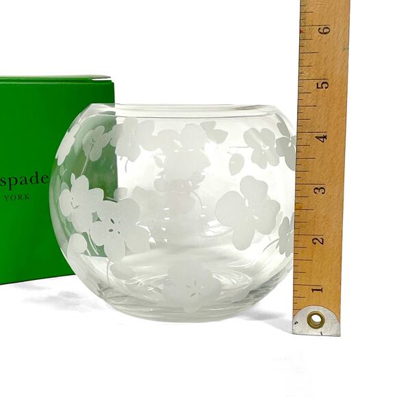 kate spade new york Spring Pansies Glass Petite Rose Bowl New Clear Round Vase - Picture 5 of 7